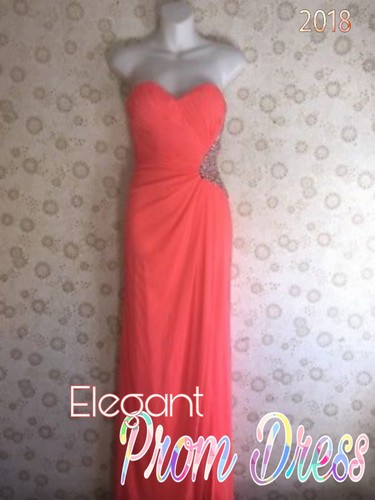 Neon Coral Strapless Dress